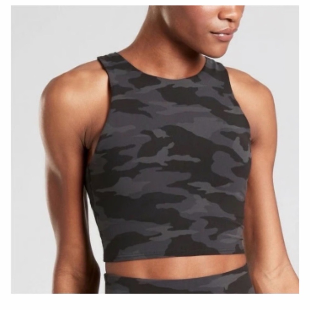 Athleta Black Camo Crop Top